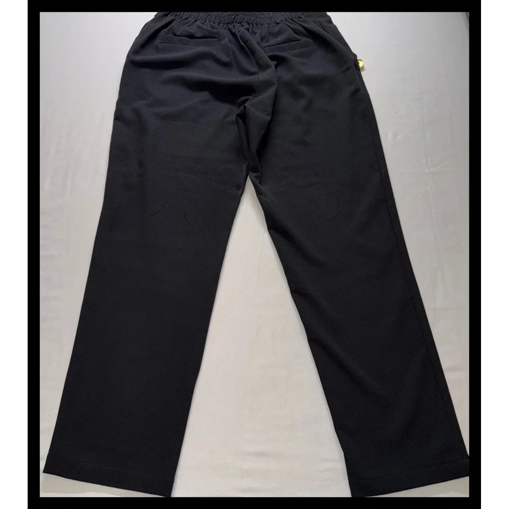 Ellison Sailor Pants Women Large Black Gold Button High Rise Wide Leg Trousers